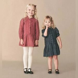 Doen NWT TWO SET Finley dresses blue red plaid girls fall winter Cottagecore 4T